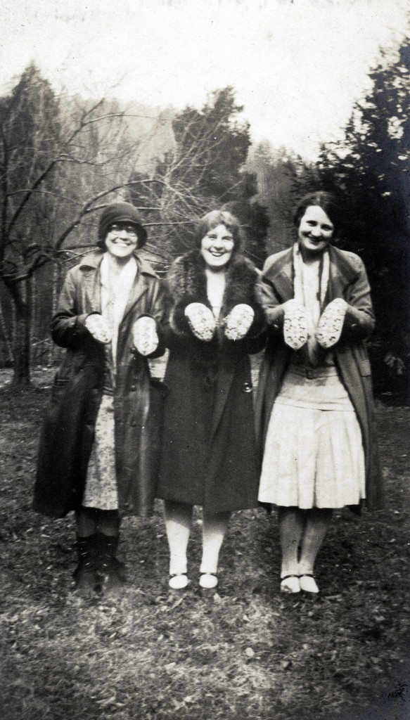 Marian Kingman (left) and friends show off their mittens. X_100_workers_2638_mod.jpg 
