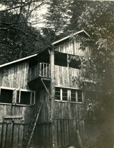 View of south flank of Open House showing balcony and two levels, including sleeping porch at top. hook_album_2blk__044.jpg