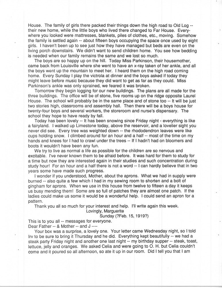 FULL TRANSCRIPTION of Marguerite Butler Letters II