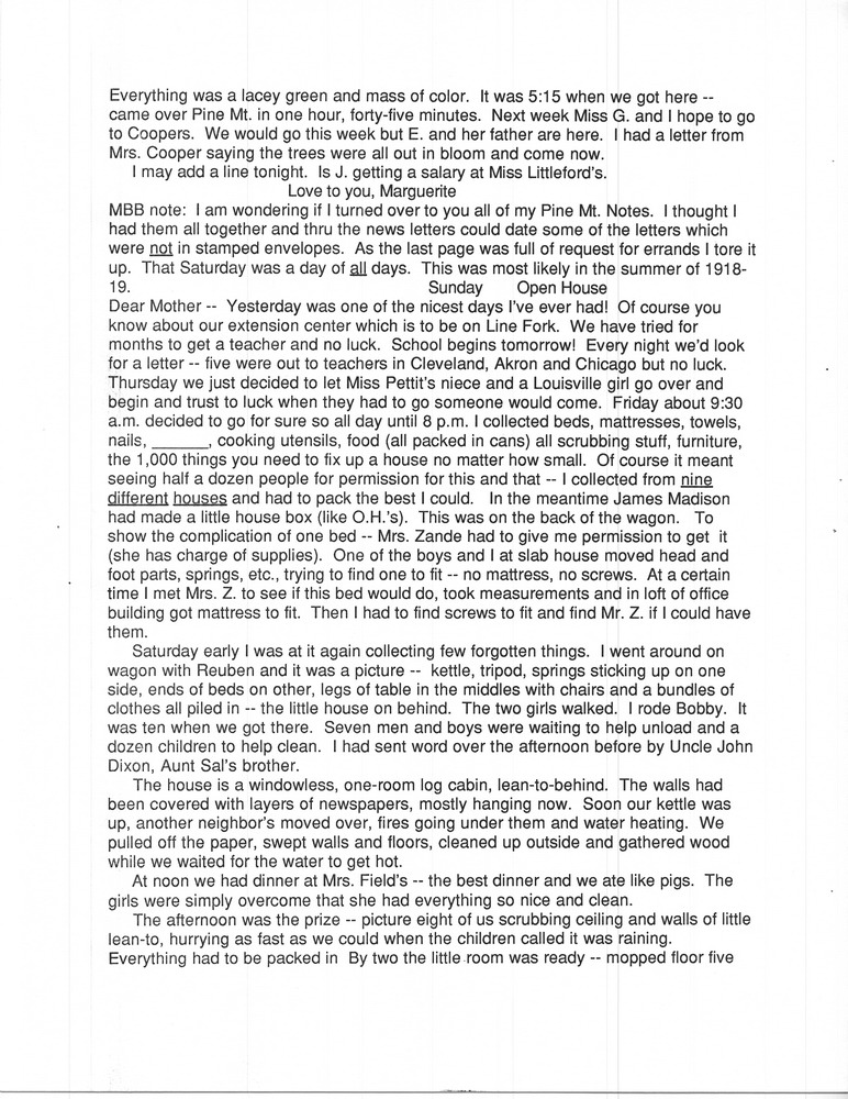 FULL TRANSCRIPTION of Marguerite Butler Letters II