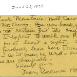 Mary Rockwell Hook Correspondence 1933