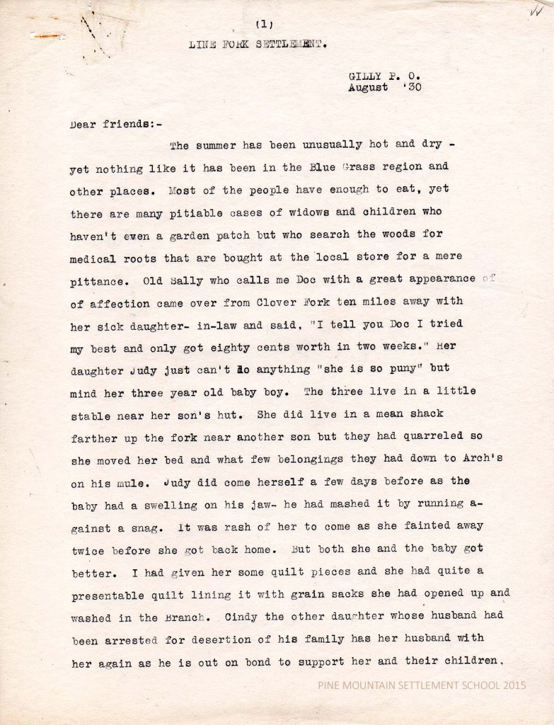 Dr. IDA STAPLETON REPORT - August 1930 "The summer has been unusually hot and dry ..."