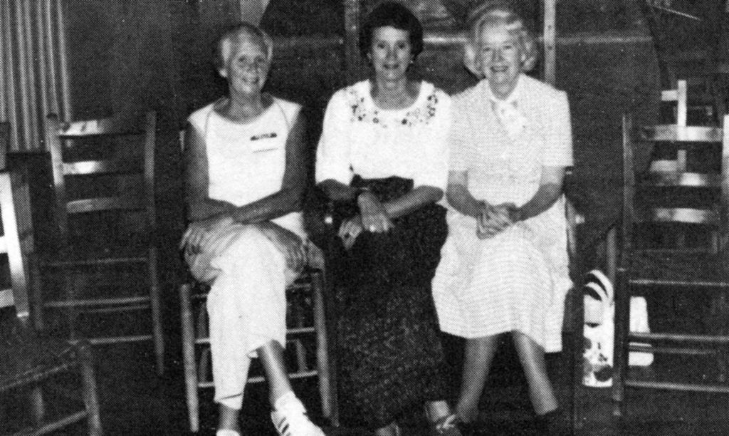 Three of the Octet members at the 1981 Homecoming: "Lela Christian Meador, Georgia Ayers Dodd, Fern Hall Hayes." [1981_pmss_alum_min_009.jpg]