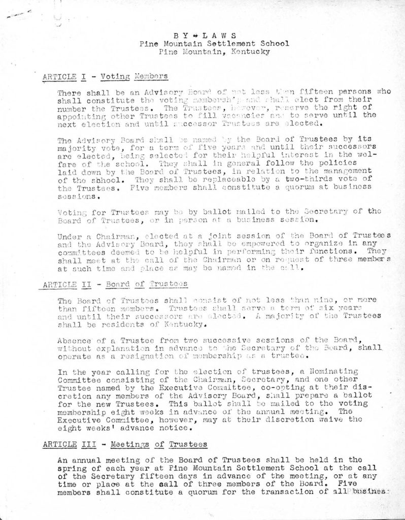 GOVERNANCE 1970 and 2015 Bylaws of PMSS