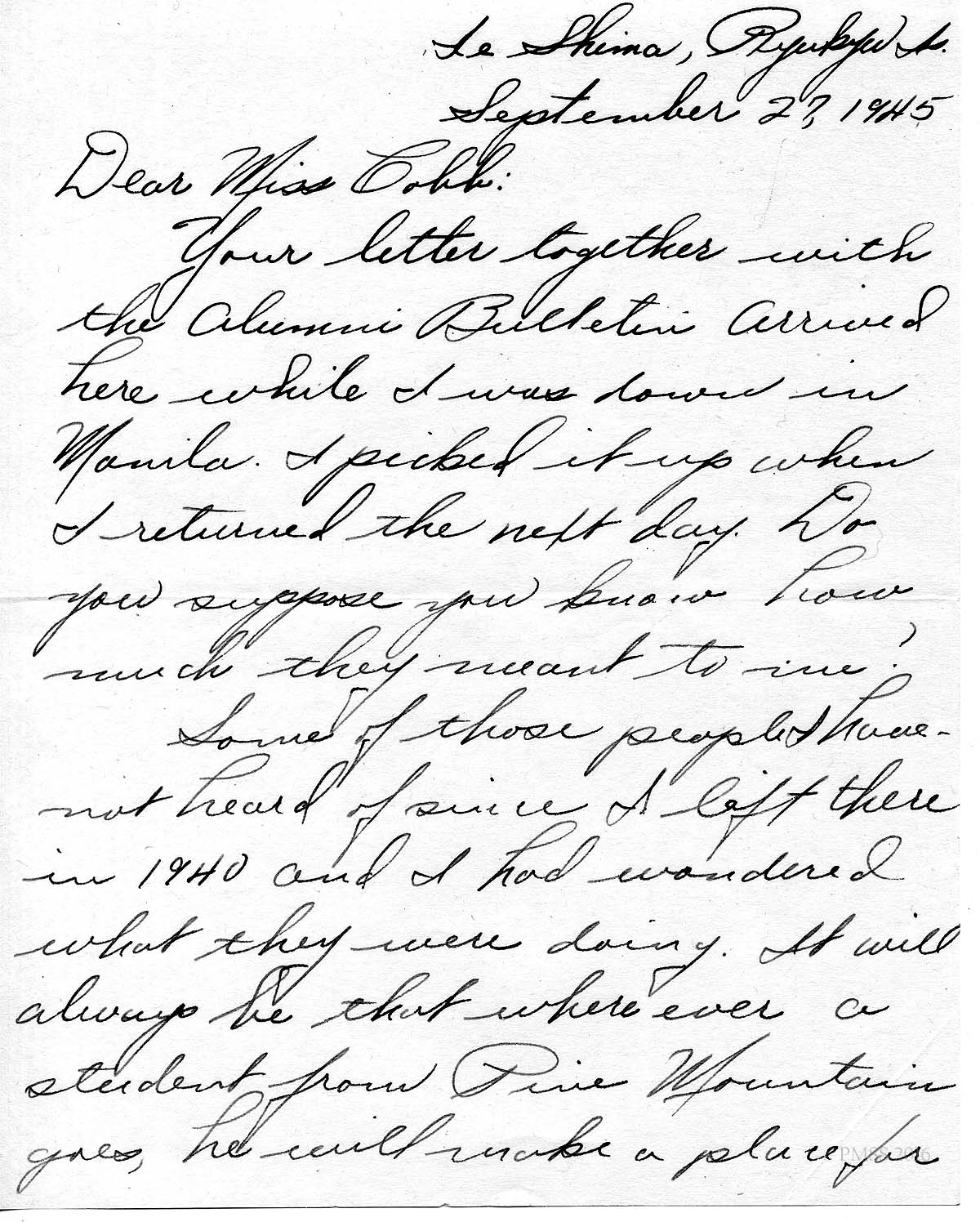 WILBUR WILDER WWII Letter