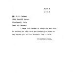Dr and Mrs WILMER S LEHMAN Correspondence