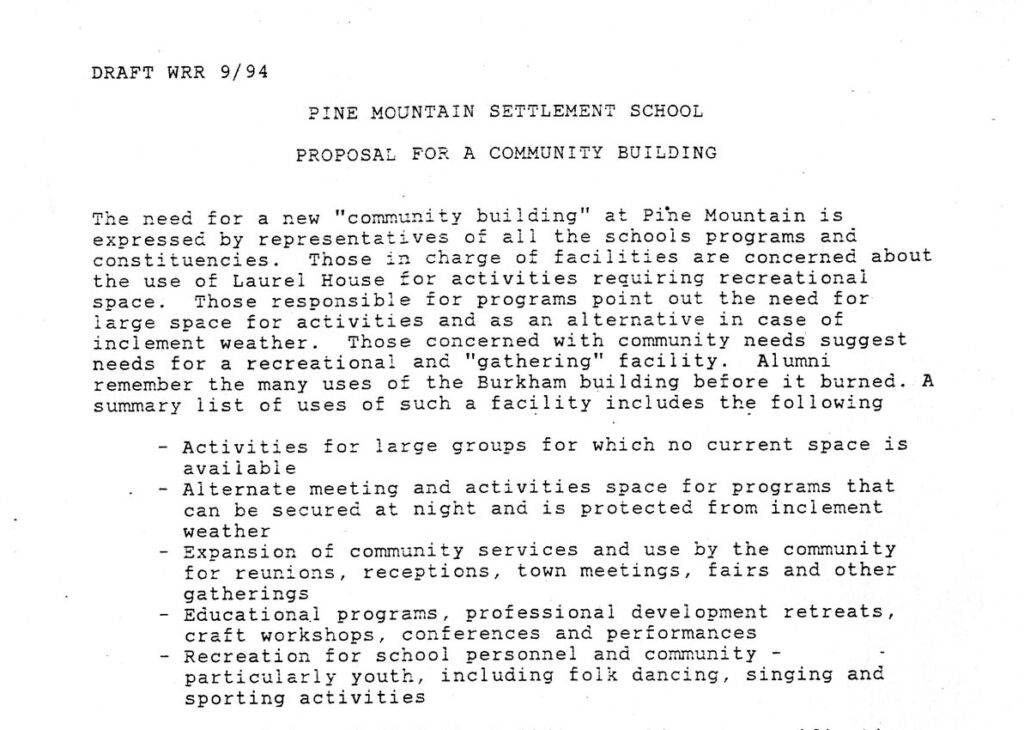 BUILT ENVIRONMENT Community Building 1994 Proposal